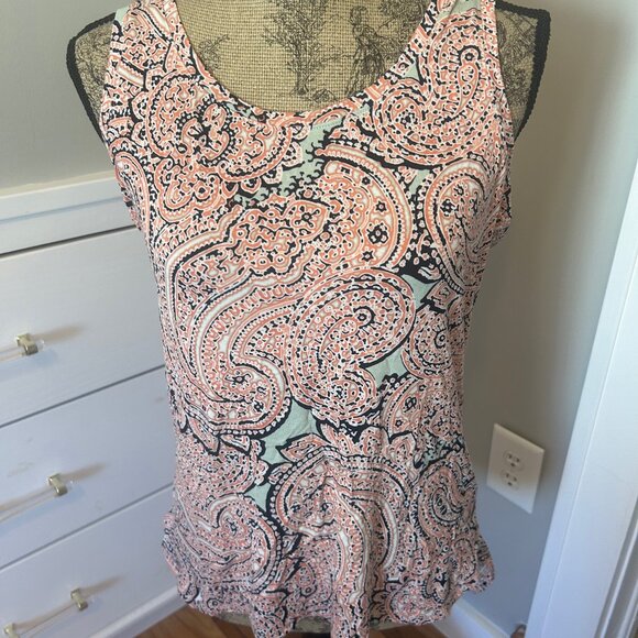 The Limited Paisley Print sleeveless top, blue, white, and orange NWT size M - Picture 1 of 7